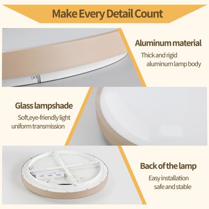 Brilagi - LED zatemnjevalna stropna svetilka GLASS POOL DOUBLE LED/60W/230V 3000-6000K 50 cm v bež barvi + z daljinskim upravljalnikom