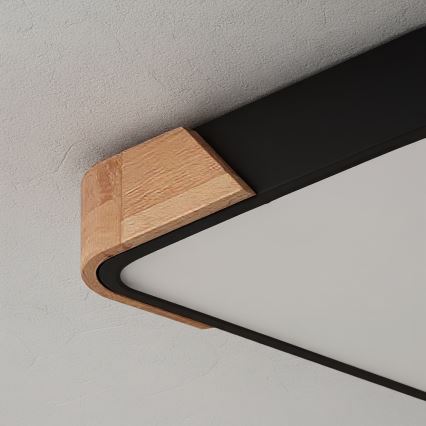 Brilagi - LED zatemnjevalna stropna svetilka PILANA LED/48W/230V 3000-6500K hrast/črna 42x42 cm + daljinski upravljalnik