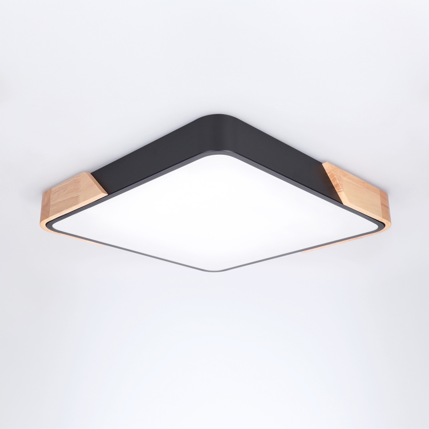 Brilagi - LED zatemnjevalna stropna svetilka PILANA LED/48W/230V 3000-6500K hrast/črna 42x42 cm + daljinski upravljalnik
