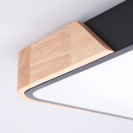 Brilagi - LED zatemnjevalna stropna svetilka PILANA LED/48W/230V 3000-6500K hrast/črna 42x42 cm + daljinski upravljalnik