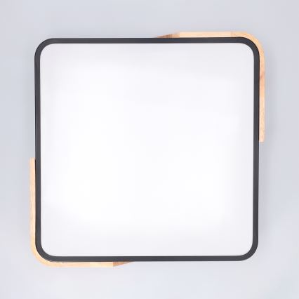 Brilagi - LED zatemnjevalna stropna svetilka PILANA LED/48W/230V 3000-6500K hrast/črna 42x42 cm + daljinski upravljalnik