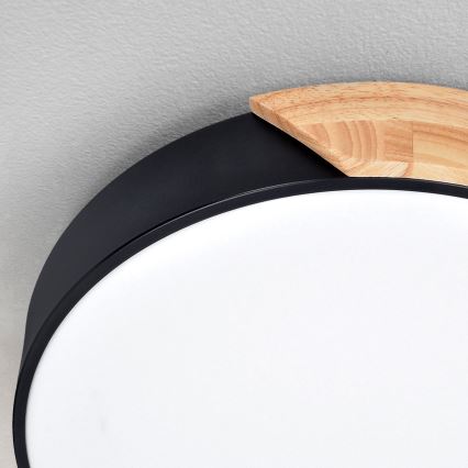 Brilagi - LED zatemnjiva stropna svetilka PILANA LED/60W/230V hrast/črna premer 58,5 cm + daljinski upravljalnik