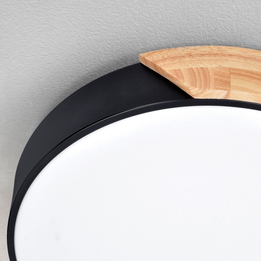 Brilagi - LED zatemnjiva stropna svetilka PILANA LED/60W/230V hrast/črna premer 58,5 cm + daljinski upravljalnik