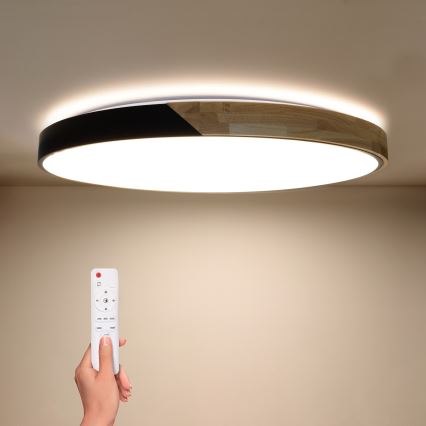 Brilagi - LED Zatemnljivo stropno svetilo PILANA LED/72W/230V 3000-6500K hrast/črna premer 80 cm + daljinski upravljalnik