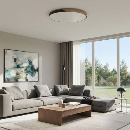 Brilagi - LED Zatemnljivo stropno svetilo PILANA LED/72W/230V 3000-6500K hrast/črna premer 80 cm + daljinski upravljalnik