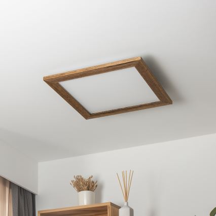 Brilagi - LED zatemnljivo stropno svetilo SLIMFRAME WOOD LED/36W/230V 49,5x49,5 cm 3000-6000K rjavo + daljinski upravljalnik