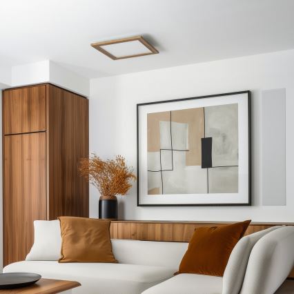 Brilagi - LED zatemnljivo stropno svetilo SLIMFRAME WOOD LED/36W/230V 49,5x49,5 cm 3000-6000K rjavo + daljinski upravljalnik
