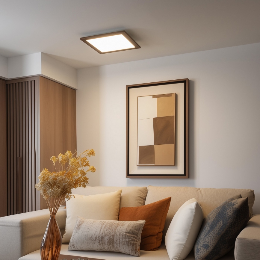 Brilagi - LED zatemnljivo stropno svetilo SLIMFRAME WOOD LED/36W/230V 49,5x49,5 cm 3000-6000K rjavo + daljinski upravljalnik