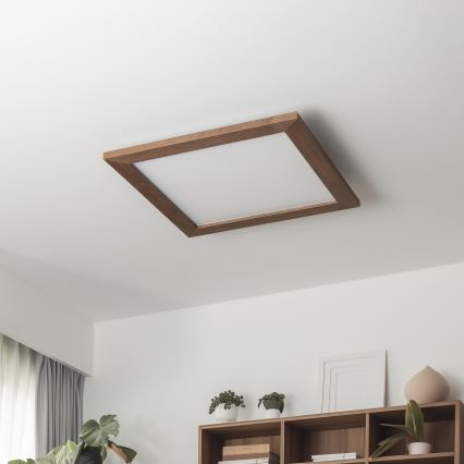 Brilagi - LED zatemnitvena stropna svetilka SLIMFRAME WOOD LED/36W/230V 49,5x49,5 cm 3000-6000K temno rjava + daljinski upravljalnik