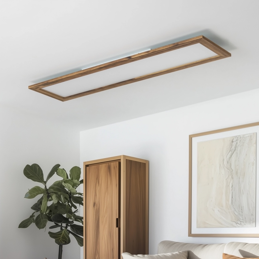 Brilagi - LED Zatemnljivo stropno svetilo SLIMFRAME WOOD LED/58W/230V 124x33,7 cm 3000-6000K rjavo + daljinski upravljalnik