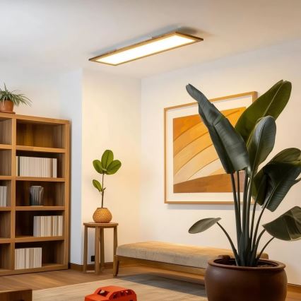 Brilagi - LED Zatemnljivo stropno svetilo SLIMFRAME WOOD LED/58W/230V 124x33,7 cm 3000-6000K rjavo + daljinski upravljalnik