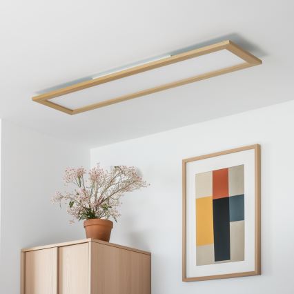 Brilagi - LED zatemnjivo stropno svetilo SLIMFRAME WOOD LED/58W/230V 124x34 cm 3000-6000K rjavo + daljinski upravljalnik