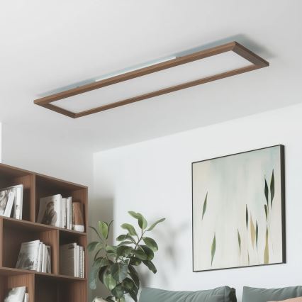 Brilagi - Zatemnljivo LED stropno svetilo SLIMFRAME WOOD LED/58W/230V 124x34 cm 3000-6000K temno rjavo + daljinski upravljalnik
