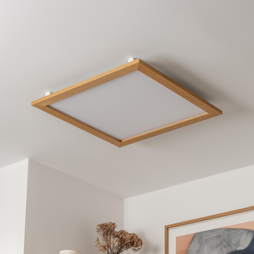 Brilagi - Zatemnljivo LED stropno svetilo SLIMFRAME WOOD LED/58W/230V 64x64 cm 3000-6000K rjava + daljinski upravljalnik