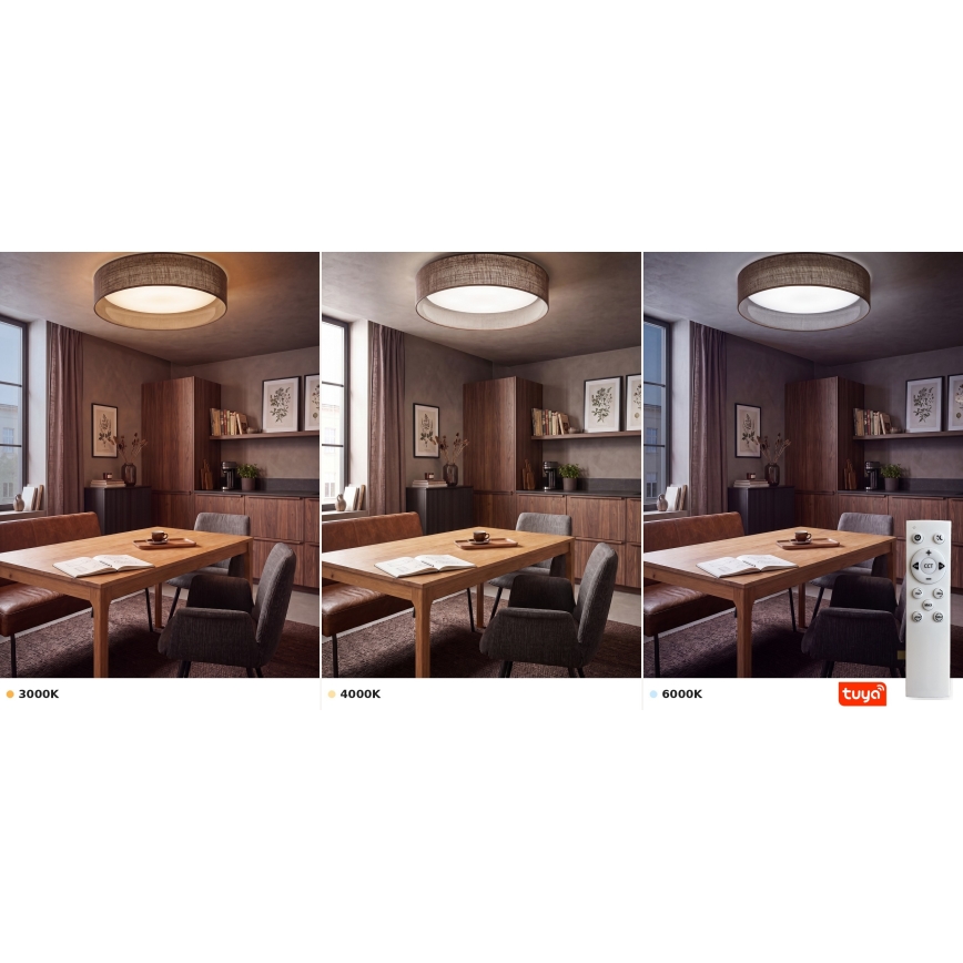 Brilagi - Zatemnjiva LED stropna svetilka VELVET SMARTIX STARS LED/24W/230V 3000-6000K premer 45 cm rjava Wi-Fi Tuya Beacon + daljinski upravljalnik
