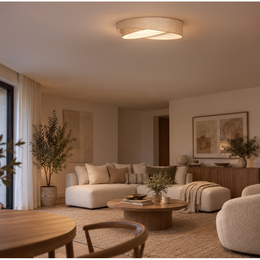 BRILAGI - LED zatemnljivo stropno svetilo VELVET TWIST LED/36W/230V 3000-6000K premer 65 cm Wi-Fi Tuya Beacon bež + daljinski upravljalnik