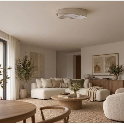 BRILAGI - LED zatemnljivo stropno svetilo VELVET TWIST LED/36W/230V 3000-6000K premer 65 cm Wi-Fi Tuya Beacon bež + daljinski upravljalnik