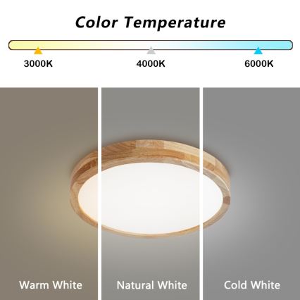 Brilagi - LED zatemnjivo stropno svetilo WOODLINE LED/48W/230V 3000-6000K hrast, premer 40 cm + daljinski upravljalnik