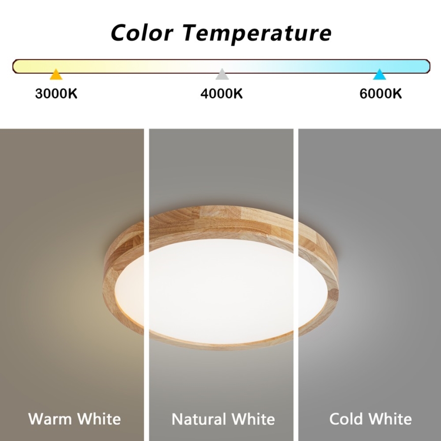Brilagi - LED zatemnjivo stropno svetilo WOODLINE LED/48W/230V 3000-6000K hrast, premer 40 cm + daljinski upravljalnik