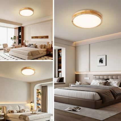 Brilagi - LED zatemnjivo stropno svetilo WOODLINE LED/48W/230V 3000-6000K hrast, premer 40 cm + daljinski upravljalnik