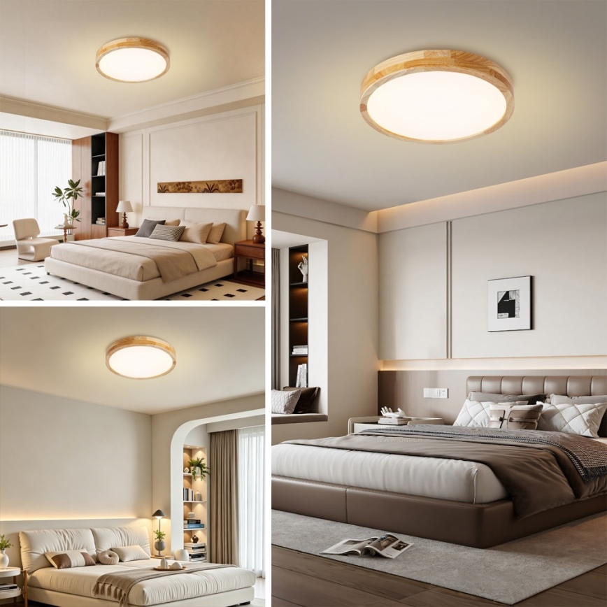 Brilagi - LED zatemnjivo stropno svetilo WOODLINE LED/48W/230V 3000-6000K hrast, premer 40 cm + daljinski upravljalnik