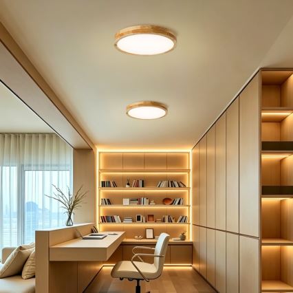 Brilagi - LED zatemnjivo stropno svetilo WOODLINE LED/48W/230V 3000-6000K hrast, premer 40 cm + daljinski upravljalnik