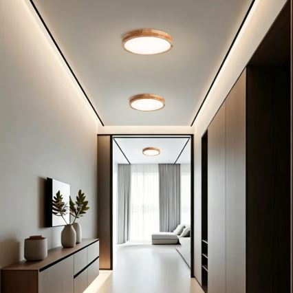 Brilagi - LED zatemnjivo stropno svetilo WOODLINE LED/48W/230V 3000-6000K hrast, premer 40 cm + daljinski upravljalnik