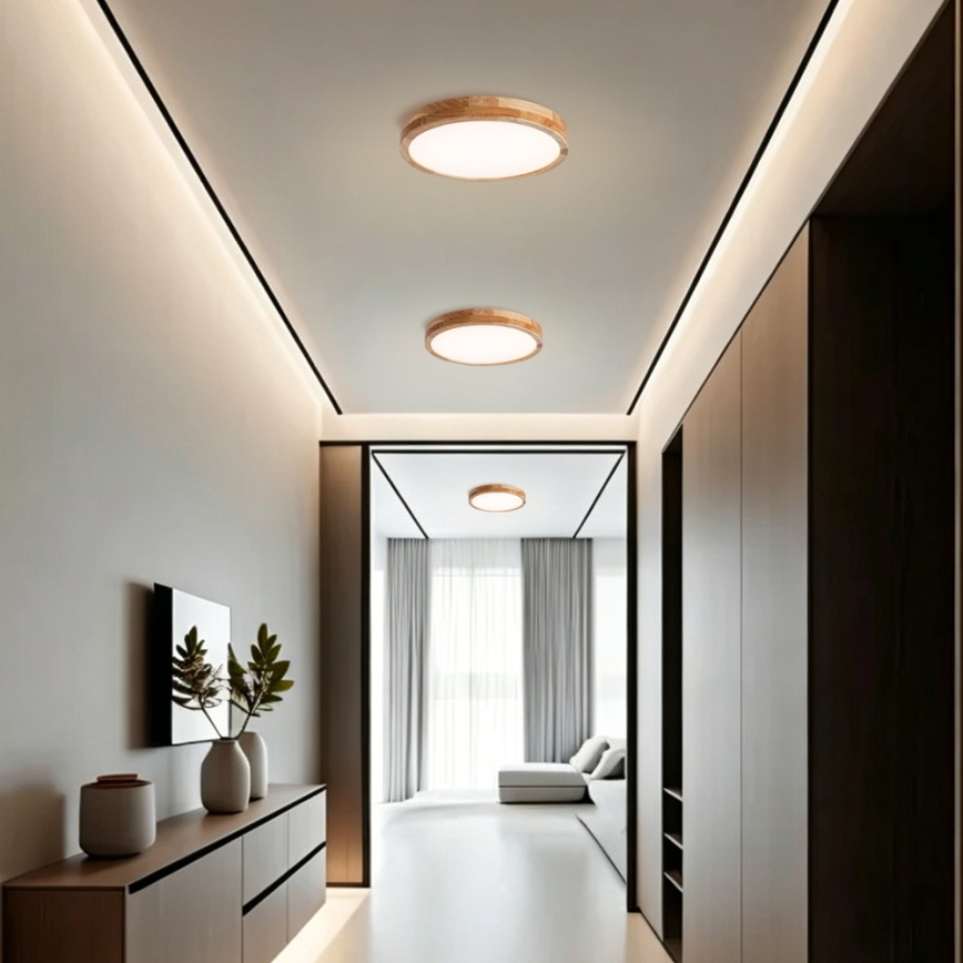 Brilagi - LED zatemnjivo stropno svetilo WOODLINE LED/48W/230V 3000-6000K hrast, premer 40 cm + daljinski upravljalnik