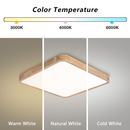 Brilagi - Zatemnjevalna LED stropna svetilka WOODLINE SQUARE LED/80W/230V 3000-6000K hrast 60x60 cm + daljinski upravljalnik