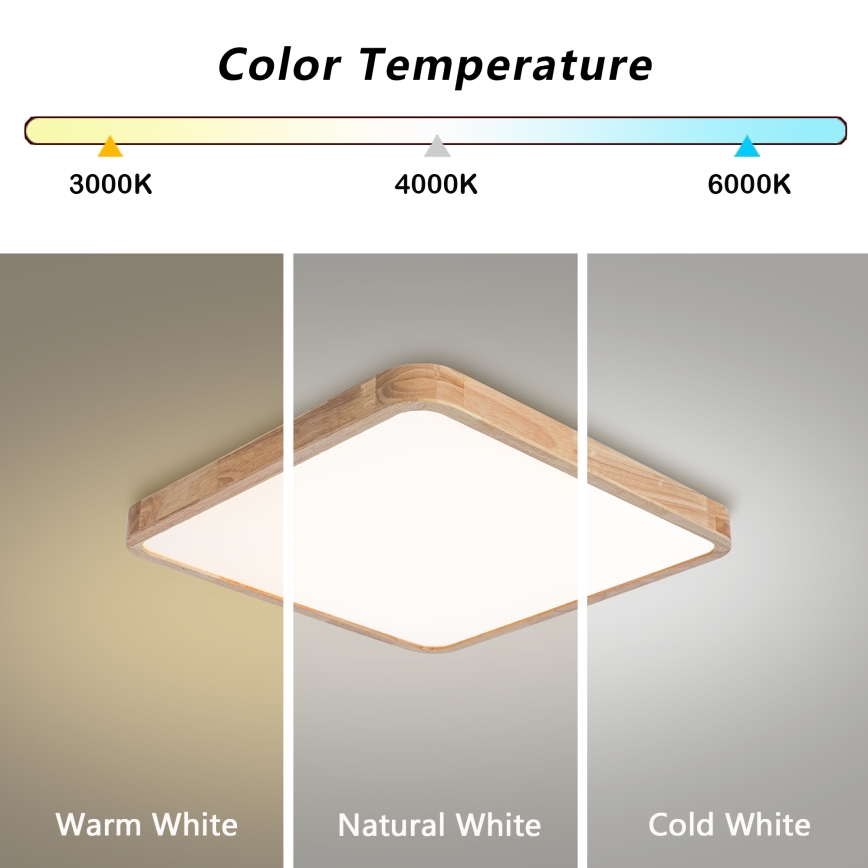 Brilagi - Zatemnjevalna LED stropna svetilka WOODLINE SQUARE LED/80W/230V 3000-6000K hrast 60x60 cm + daljinski upravljalnik