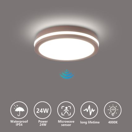 Brilagi - LED zunanja svetilka s senzorjem BENE LED/24W/230V, premer 26 cm, rjava, IP54