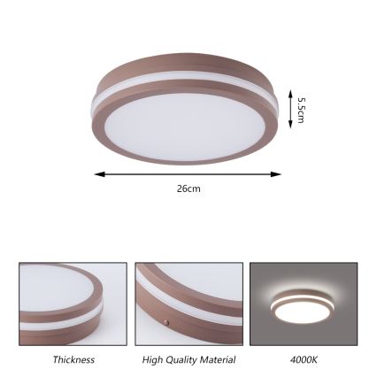Brilagi - LED zunanja svetilka s senzorjem BENE LED/24W/230V, premer 26 cm, rjava, IP54