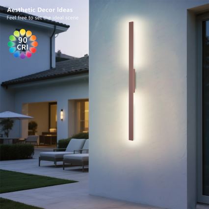 Brilagi - LED zunanje stensko svetilo LUNA LED/24W/230V 3000K IP65 100 cm rjave barve CRI 90