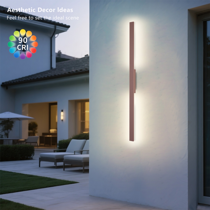 Brilagi - LED zunanje stensko svetilo LUNA LED/24W/230V 3000K IP65 100 cm rjave barve CRI 90