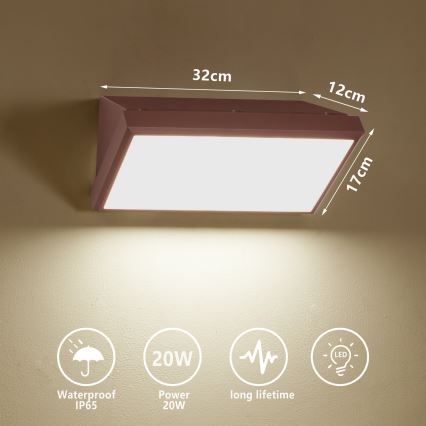 Brilagi - zunanja stenska LED svetilka TRIANGLE LED/20W/230V rjava IP65