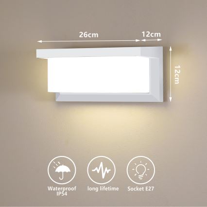 Brilagi - Zunanja stenska svetilka BRICKY 1xE27/60W/230V bela IP54