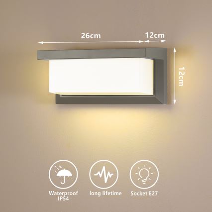 Brilagi - Zunanja stenska svetilka BRICKY 1xE27/60W/230V siva IP54