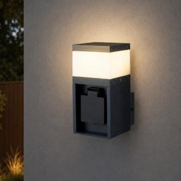 Brilagi - Zunanja stenska svetilka PILLAR s vtičnico SCHUKO 1xG9/11W/230V IP44 antracitna