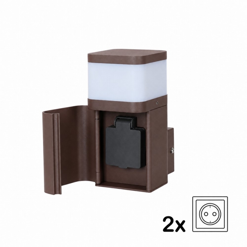 BRILAGI - Zunanja stenska svetilka z vtičnico SCHUKO PILLAR 1xG9/11W/230V IP44 rjava