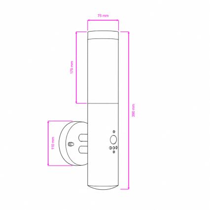 BRILAGI - Zunanja stenska svetilka s senzorjem ELIA 1xE27/20W/230V IP44 matni krom
