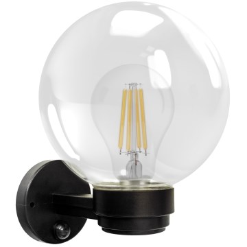 Brilagi - Zunanja stenska svetilka s senzorjem gibanja HARBOR 1xE27/40W/230V IP33 črna/prozorna