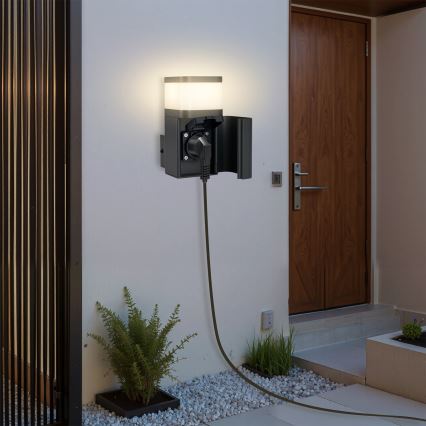 Brilagi - Zunanja stenska svetilka z vtičnico SCHUKO PILLAR 1xG9/11W/230V IP44 antracit