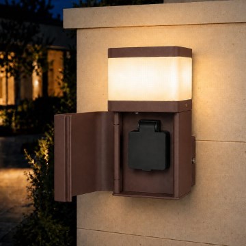 BRILAGI - Zunanja stenska svetilka z vtičnico SCHUKO PILLAR 1xG9/11W/230V IP44 rjava