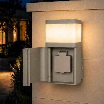 BRILAGI - Zunanja stenska svetilka z vtičnico SCHUKO PILLAR 1xG9/11W/230V IP44 siva