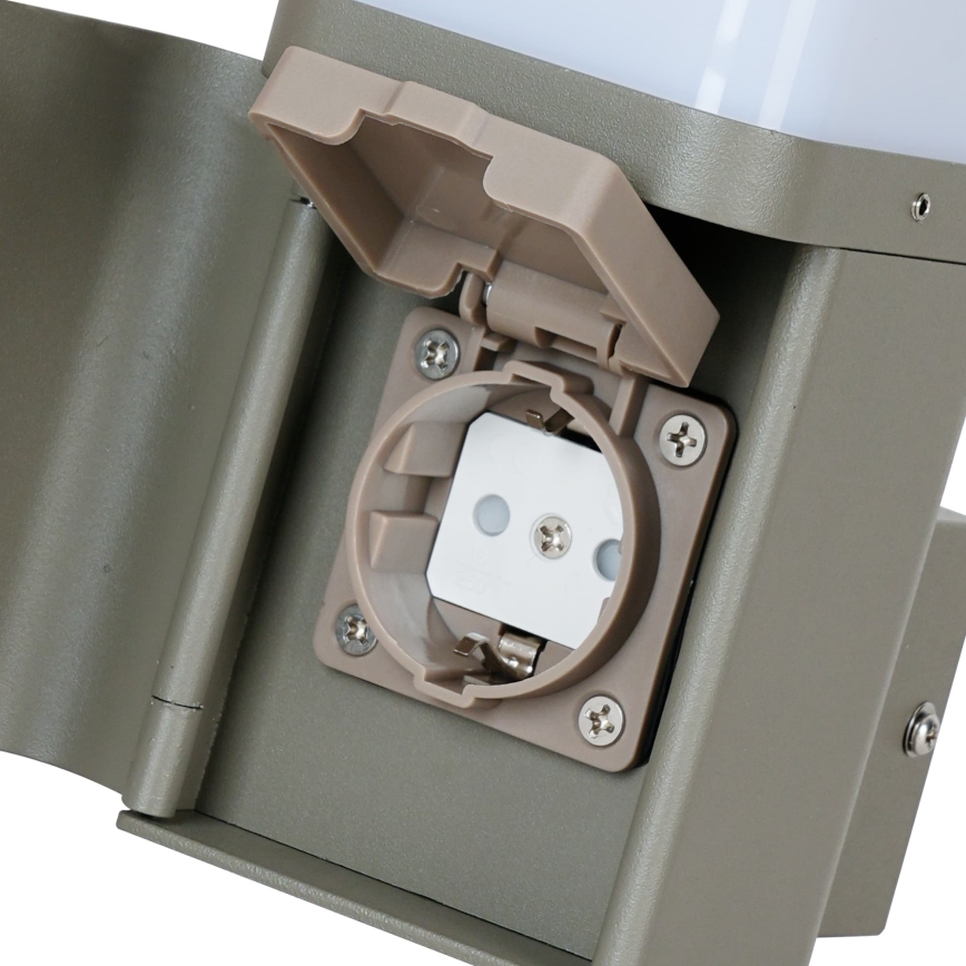 BRILAGI - Zunanja stenska svetilka z vtičnico SCHUKO PILLAR 1xG9/11W/230V IP44 siva