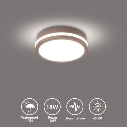 Brilagi - Zunanja stropna LED svetilka BENE LED/18W/230V Ø 21,5 cm rjava IP54