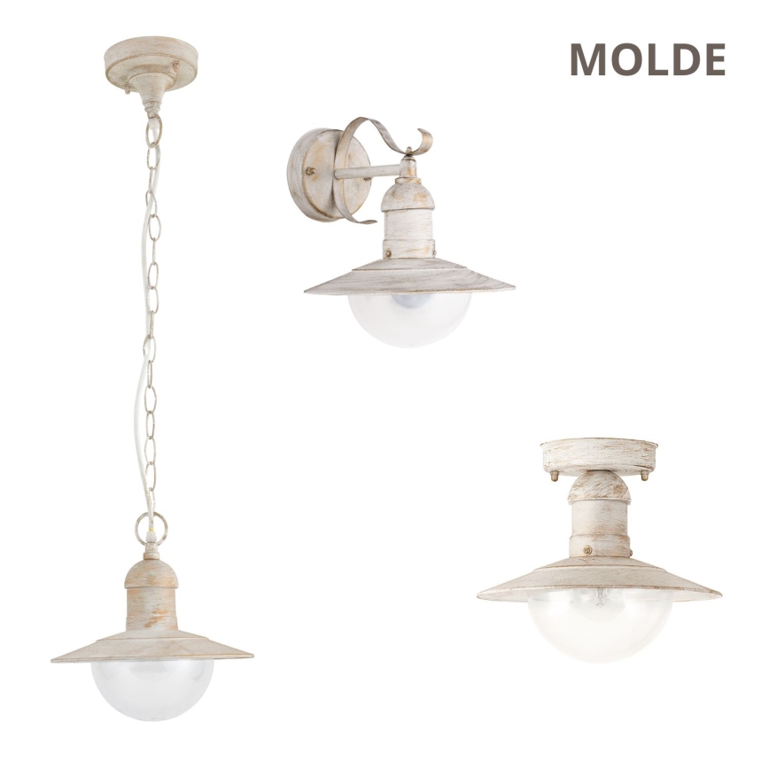 Brilagi - Zunanja stropna svetilka MOLDE 1xE27/60W IP44 bela/patina