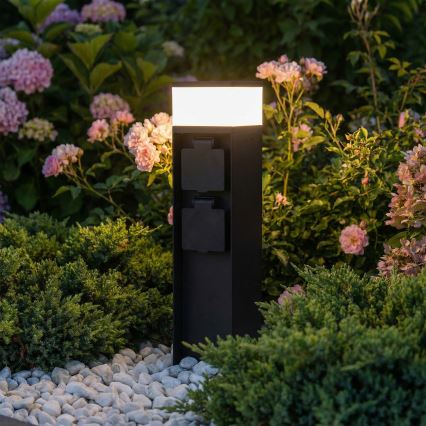 Brilagi - Zunanja svetilka s 2 SCHUKO vtičnicama 1xG9/11W/230V IP44 črna