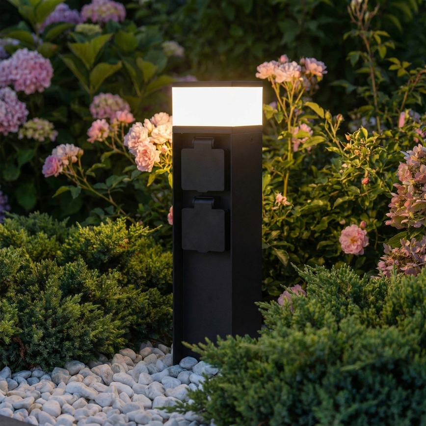 Brilagi - Zunanja svetilka s 2 SCHUKO vtičnicama 1xG9/11W/230V IP44 črna