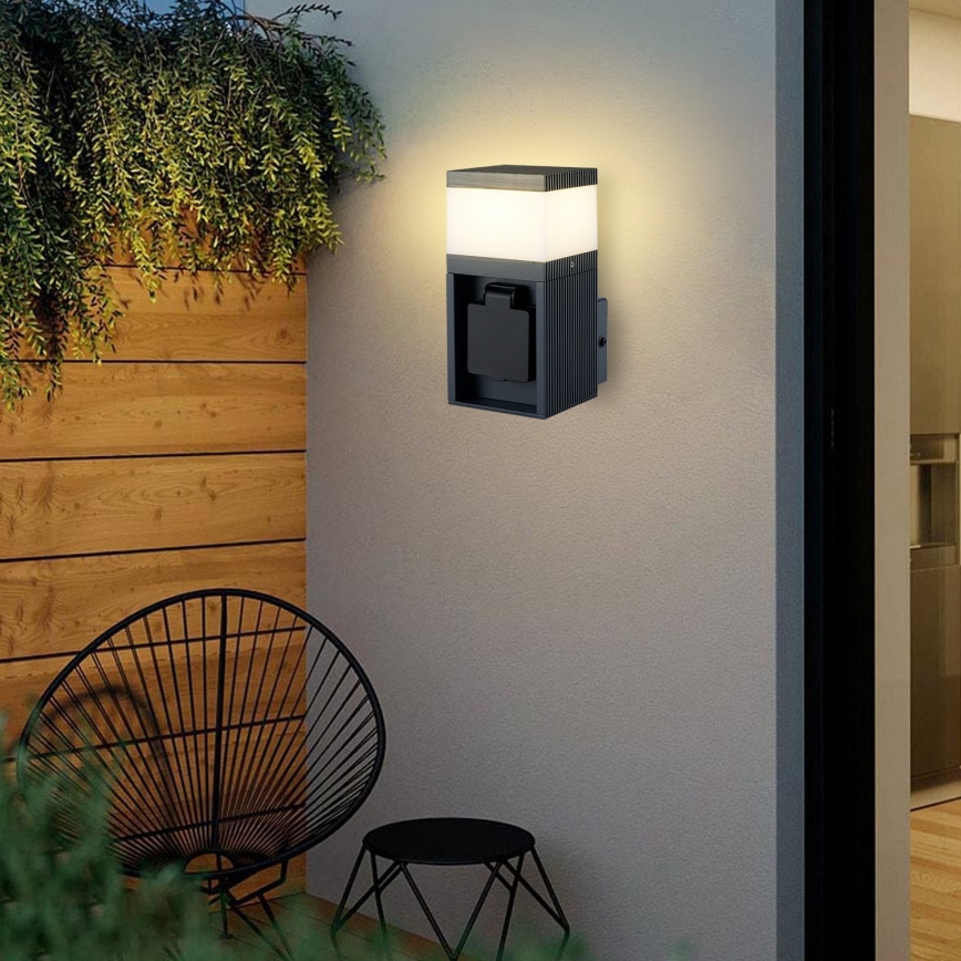 Brilagi - Zunanja stenska svetilka PILLAR s vtičnico SCHUKO 1xG9/11W/230V IP44 antracitna